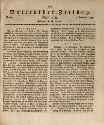 Bayreuther Zeitung Freitag 2. November 1821