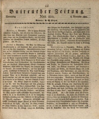 Bayreuther Zeitung Donnerstag 8. November 1821