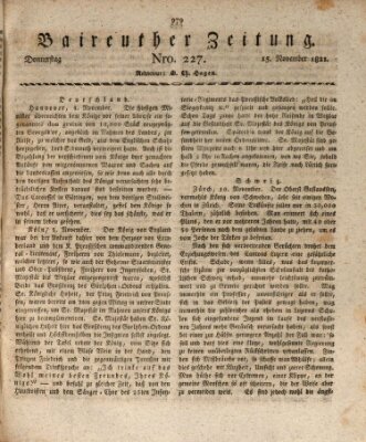 Bayreuther Zeitung Donnerstag 15. November 1821