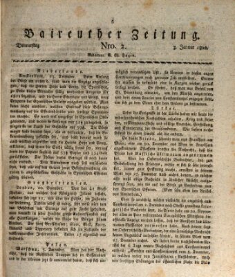 Bayreuther Zeitung Donnerstag 3. Januar 1822