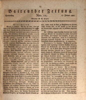 Bayreuther Zeitung Donnerstag 17. Januar 1822