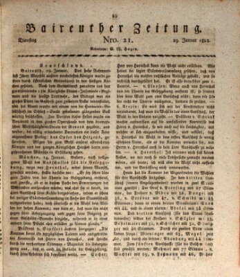 Bayreuther Zeitung Dienstag 29. Januar 1822