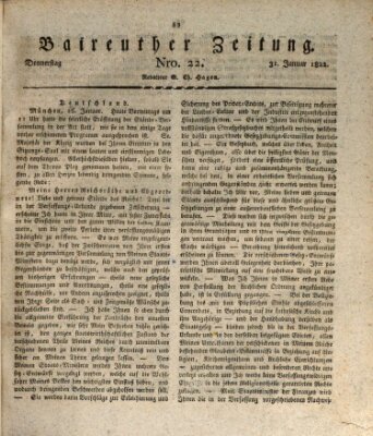 Bayreuther Zeitung Donnerstag 31. Januar 1822