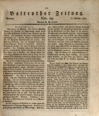 Bayreuther Zeitung Sonntag 10. Februar 1822