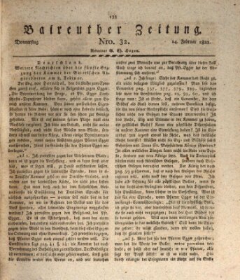 Bayreuther Zeitung Donnerstag 14. Februar 1822