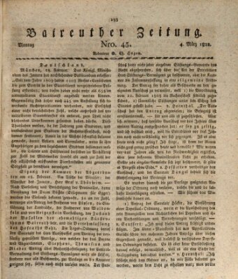 Bayreuther Zeitung Montag 4. März 1822