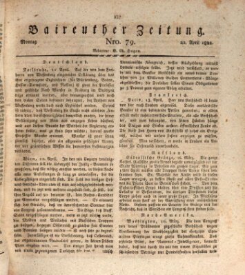 Bayreuther Zeitung Montag 22. April 1822