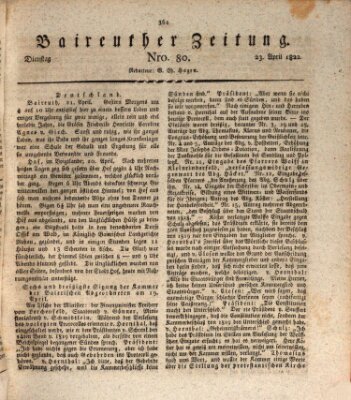 Bayreuther Zeitung Dienstag 23. April 1822