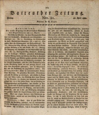 Bayreuther Zeitung Freitag 26. April 1822