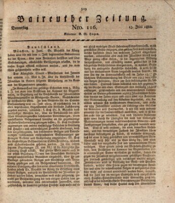 Bayreuther Zeitung Donnerstag 13. Juni 1822