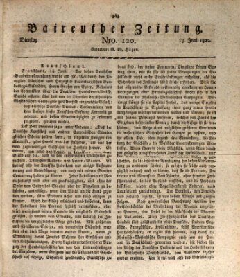 Bayreuther Zeitung Dienstag 18. Juni 1822