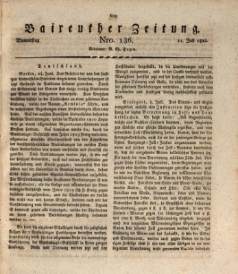 Bayreuther Zeitung Donnerstag 11. Juli 1822