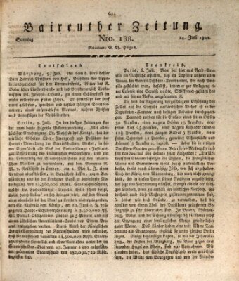 Bayreuther Zeitung Sonntag 14. Juli 1822