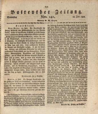 Bayreuther Zeitung Donnerstag 18. Juli 1822