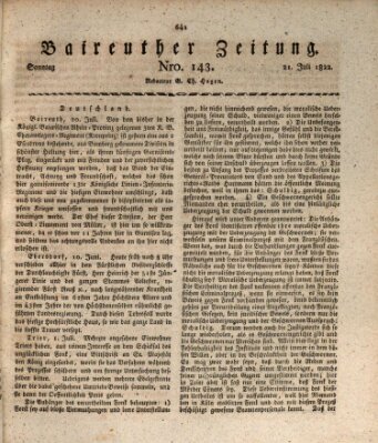 Bayreuther Zeitung Sonntag 21. Juli 1822