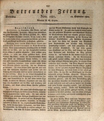 Bayreuther Zeitung Donnerstag 12. September 1822