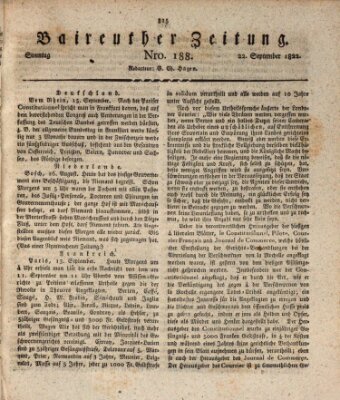 Bayreuther Zeitung Sonntag 22. September 1822