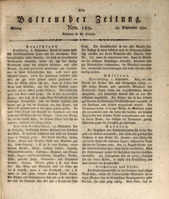 Bayreuther Zeitung Montag 23. September 1822