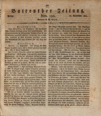 Bayreuther Zeitung Freitag 27. September 1822