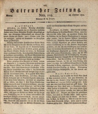 Bayreuther Zeitung Montag 28. Oktober 1822