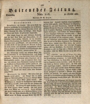 Bayreuther Zeitung Donnerstag 31. Oktober 1822