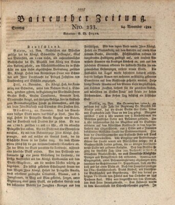 Bayreuther Zeitung Sonntag 24. November 1822