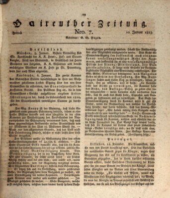 Bayreuther Zeitung Freitag 10. Januar 1823