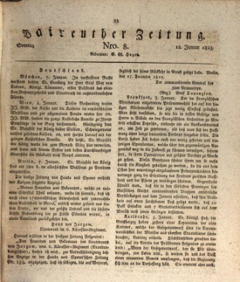 Bayreuther Zeitung Sonntag 12. Januar 1823