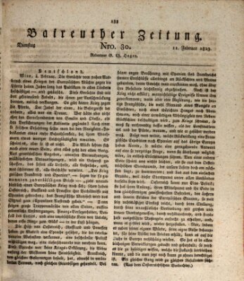 Bayreuther Zeitung Dienstag 11. Februar 1823