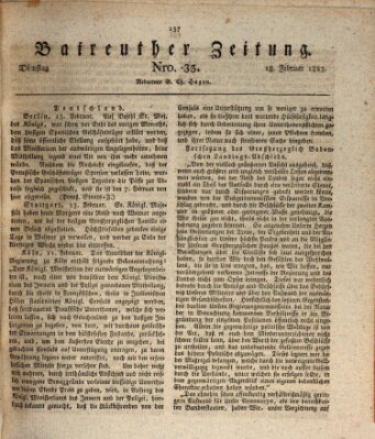 Bayreuther Zeitung Dienstag 18. Februar 1823