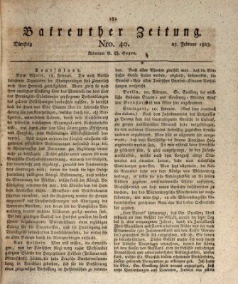 Bayreuther Zeitung Dienstag 25. Februar 1823