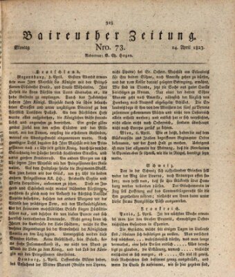 Bayreuther Zeitung Montag 14. April 1823