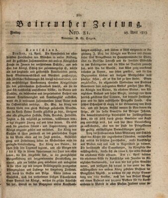 Bayreuther Zeitung Freitag 25. April 1823