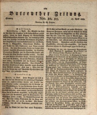 Bayreuther Zeitung Sonntag 27. April 1823