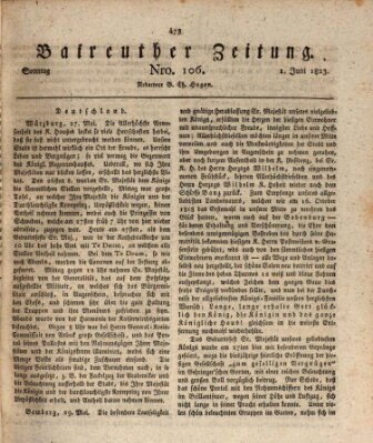 Bayreuther Zeitung Sonntag 1. Juni 1823