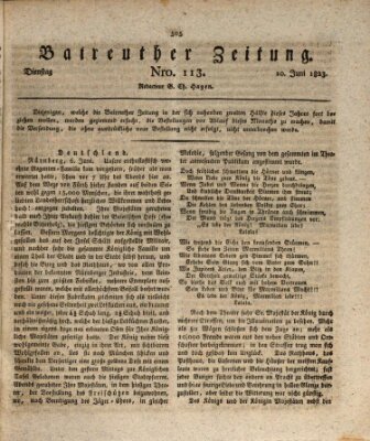 Bayreuther Zeitung Dienstag 10. Juni 1823