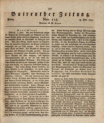 Bayreuther Zeitung Freitag 13. Juni 1823