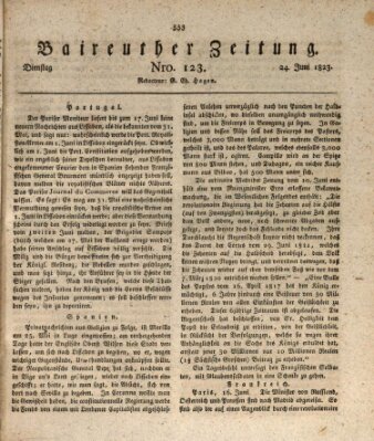 Bayreuther Zeitung Dienstag 24. Juni 1823