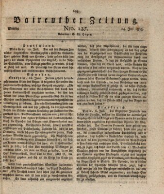 Bayreuther Zeitung Montag 14. Juli 1823