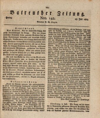 Bayreuther Zeitung Freitag 25. Juli 1823