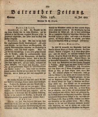 Bayreuther Zeitung Sonntag 27. Juli 1823