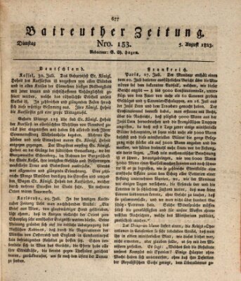 Bayreuther Zeitung Dienstag 5. August 1823