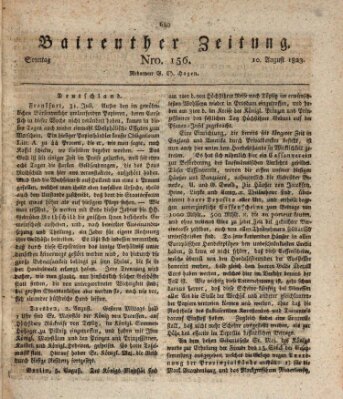 Bayreuther Zeitung Sonntag 10. August 1823