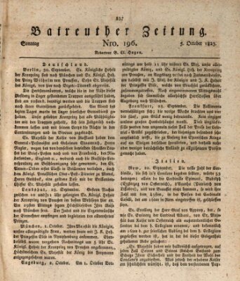 Bayreuther Zeitung Sonntag 5. Oktober 1823