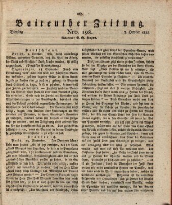 Bayreuther Zeitung Dienstag 7. Oktober 1823