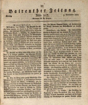 Bayreuther Zeitung Montag 3. November 1823