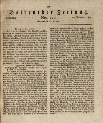 Bayreuther Zeitung Donnerstag 20. November 1823