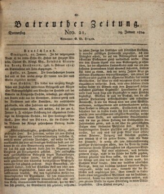 Bayreuther Zeitung Donnerstag 29. Januar 1824