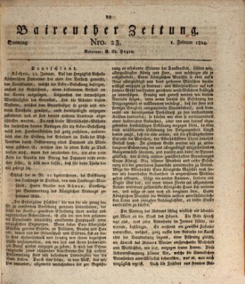 Bayreuther Zeitung Sonntag 1. Februar 1824