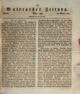 Bayreuther Zeitung Freitag 27. Februar 1824